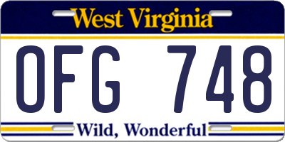 WV license plate OFG748