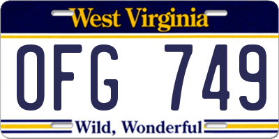 WV license plate OFG749