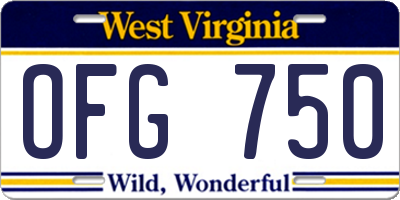 WV license plate OFG750