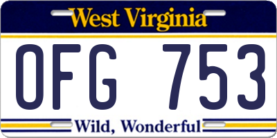 WV license plate OFG753