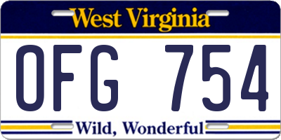 WV license plate OFG754
