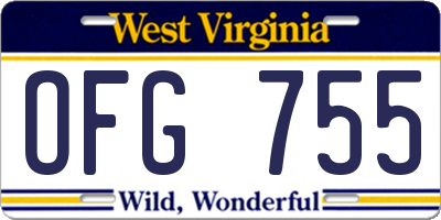 WV license plate OFG755