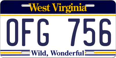 WV license plate OFG756