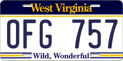 WV license plate OFG757