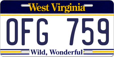 WV license plate OFG759