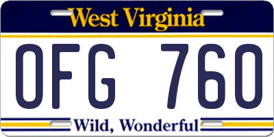 WV license plate OFG760