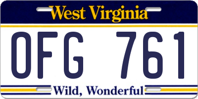 WV license plate OFG761