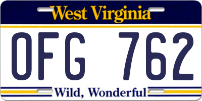 WV license plate OFG762