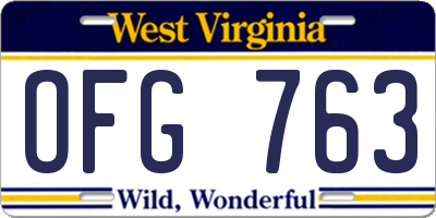 WV license plate OFG763