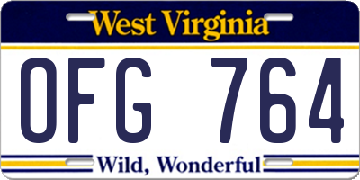 WV license plate OFG764