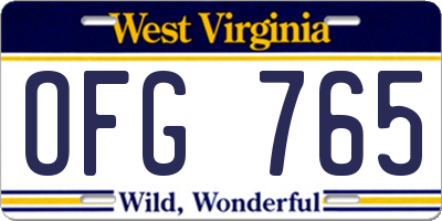 WV license plate OFG765