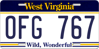 WV license plate OFG767