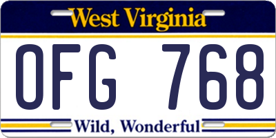 WV license plate OFG768
