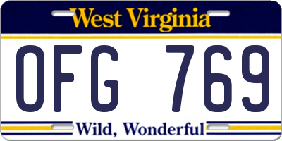 WV license plate OFG769