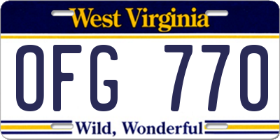 WV license plate OFG770