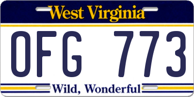 WV license plate OFG773