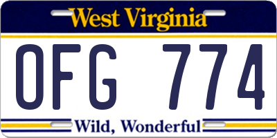 WV license plate OFG774