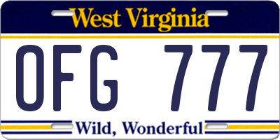 WV license plate OFG777