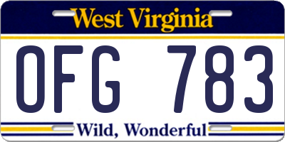 WV license plate OFG783