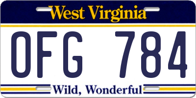 WV license plate OFG784