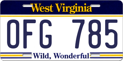 WV license plate OFG785