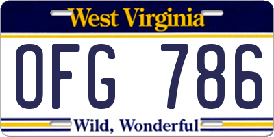 WV license plate OFG786