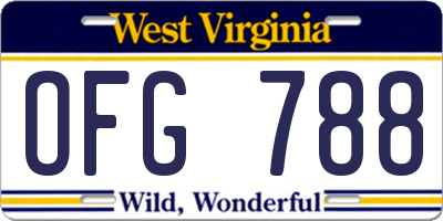 WV license plate OFG788