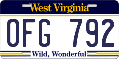 WV license plate OFG792