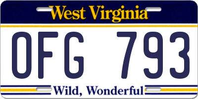 WV license plate OFG793