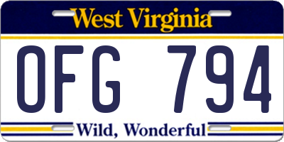 WV license plate OFG794