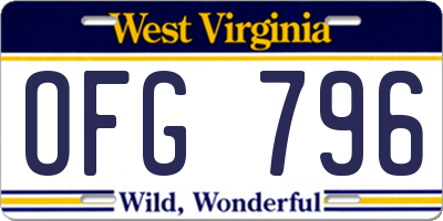 WV license plate OFG796