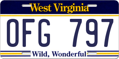 WV license plate OFG797