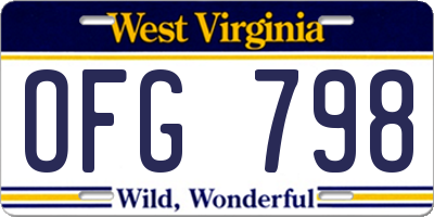 WV license plate OFG798