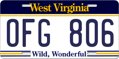 WV license plate OFG806