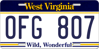 WV license plate OFG807