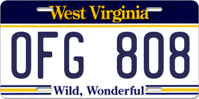 WV license plate OFG808