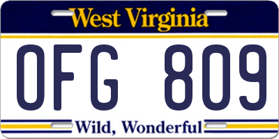 WV license plate OFG809