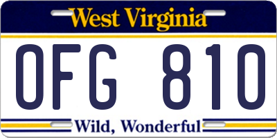 WV license plate OFG810