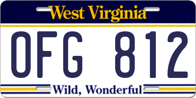 WV license plate OFG812