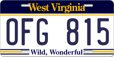 WV license plate OFG815