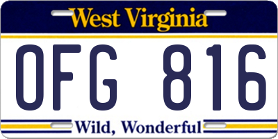WV license plate OFG816