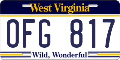 WV license plate OFG817