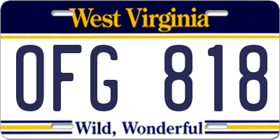 WV license plate OFG818