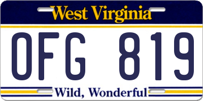 WV license plate OFG819