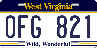 WV license plate OFG821