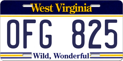WV license plate OFG825