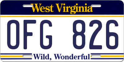 WV license plate OFG826