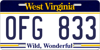 WV license plate OFG833