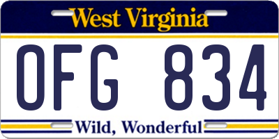 WV license plate OFG834