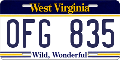 WV license plate OFG835